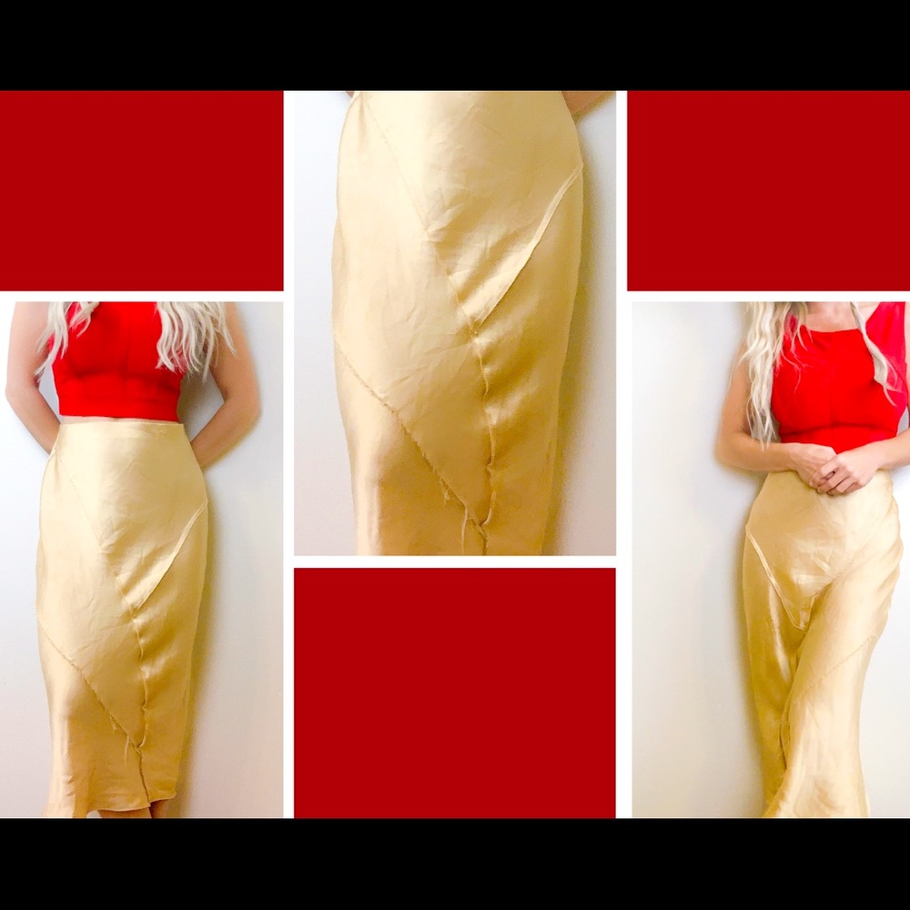 Gold Vince Silk Skirt